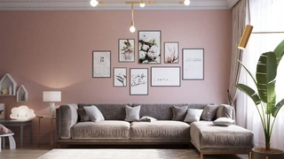 Пудровый цвет – утонченная облицовка стен фото